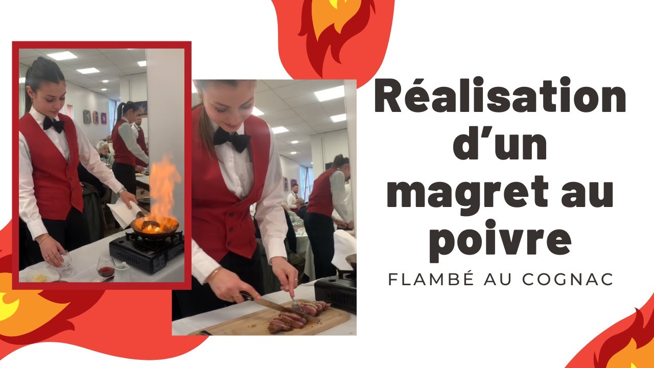 Réalisation d’un magret au poivre flambé au cognac