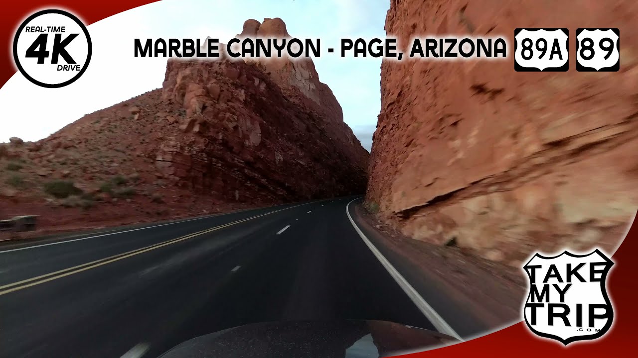 Beautiful evening desert drive! Navajo Bridge, Marble Canyon to Page, Arizona US 89 & US 89A in 4K