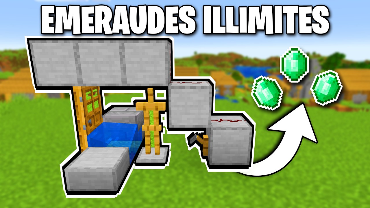 MINECRAFT 🔥 La MEILLEURE ferme &agrave; EMERAUDES ! Crochets illimit&eacute;s &agrave; &eacute;changer *FACILE* 50 000+ /h 1.21+