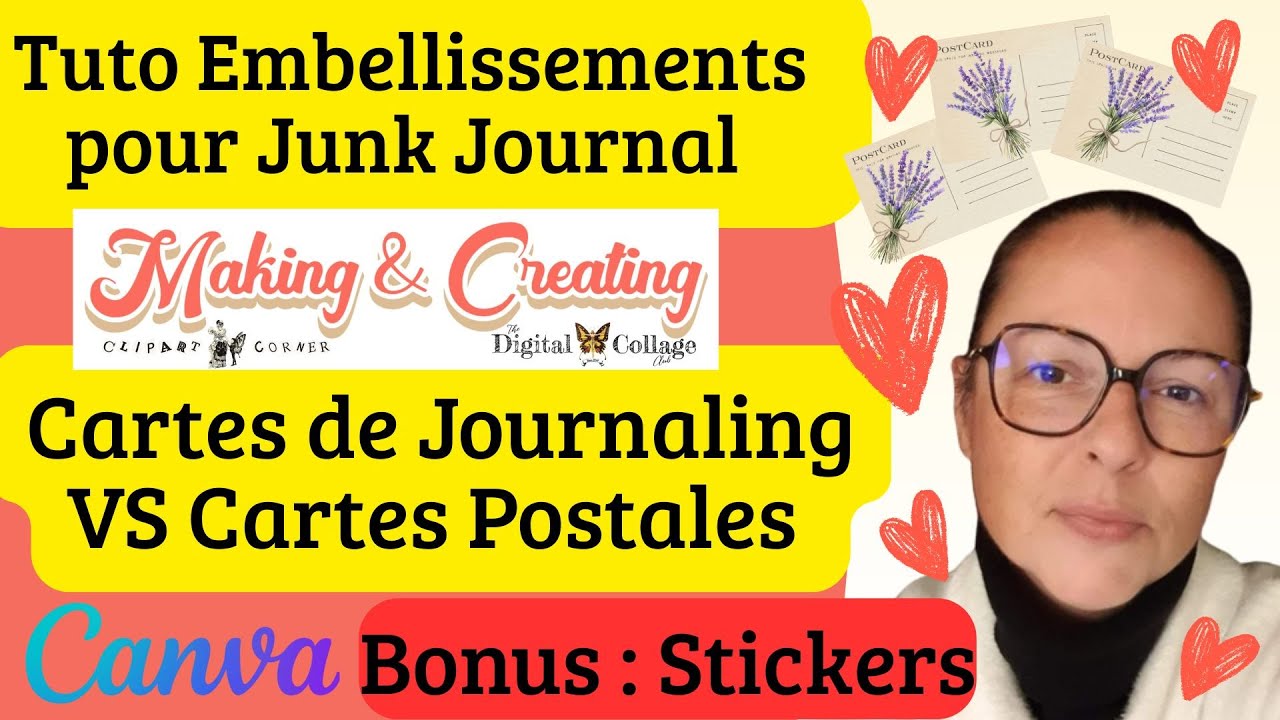 Tuto Embellissement Junk Journal Cartes Journaling VS Cartes Postales #canva @Tina-MakingandCreating