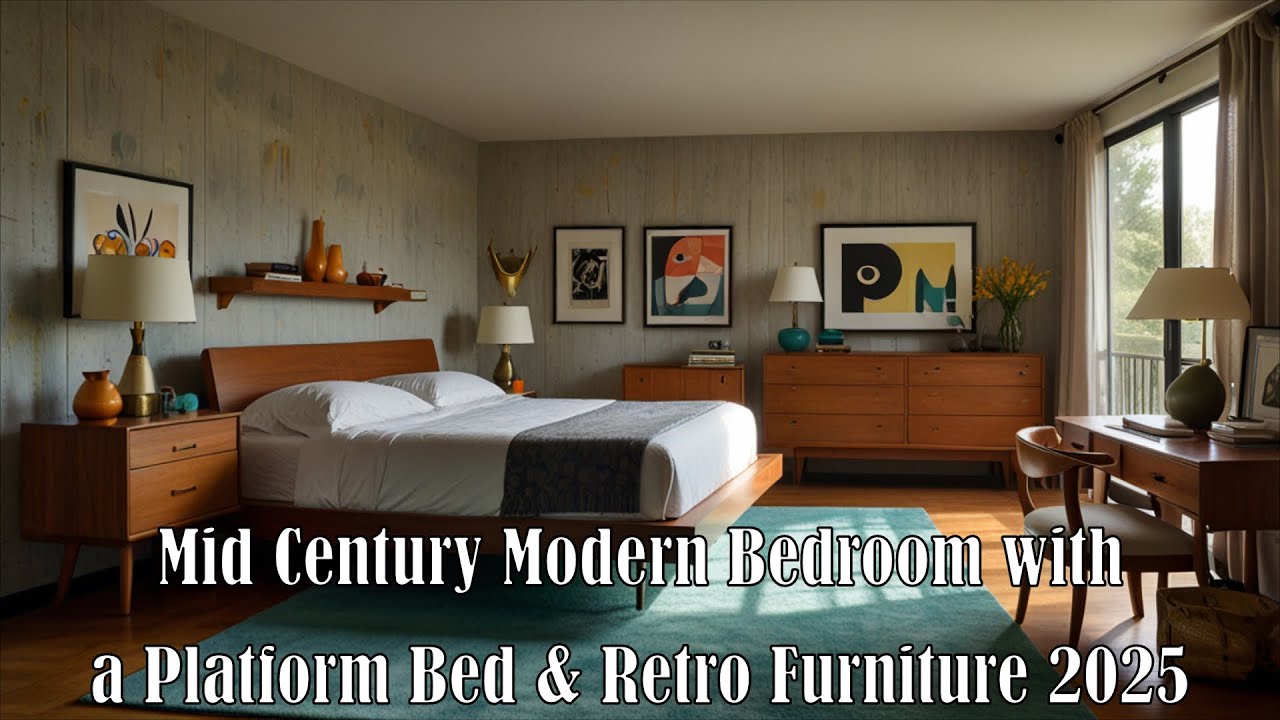 Mid Century Modern Bedroom with a Platform Bed and Retro Furniture 2025