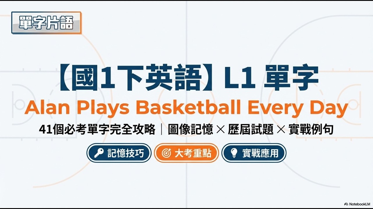 【國1下英語】L1 單字 Alan Plays Basketball Every Day