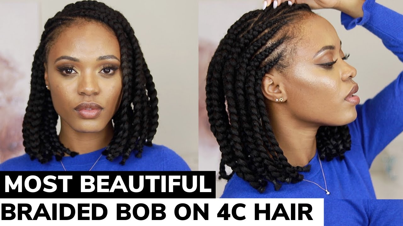 Beautiful Braided Bob on 4C Natural Hair🔥🙌🏽