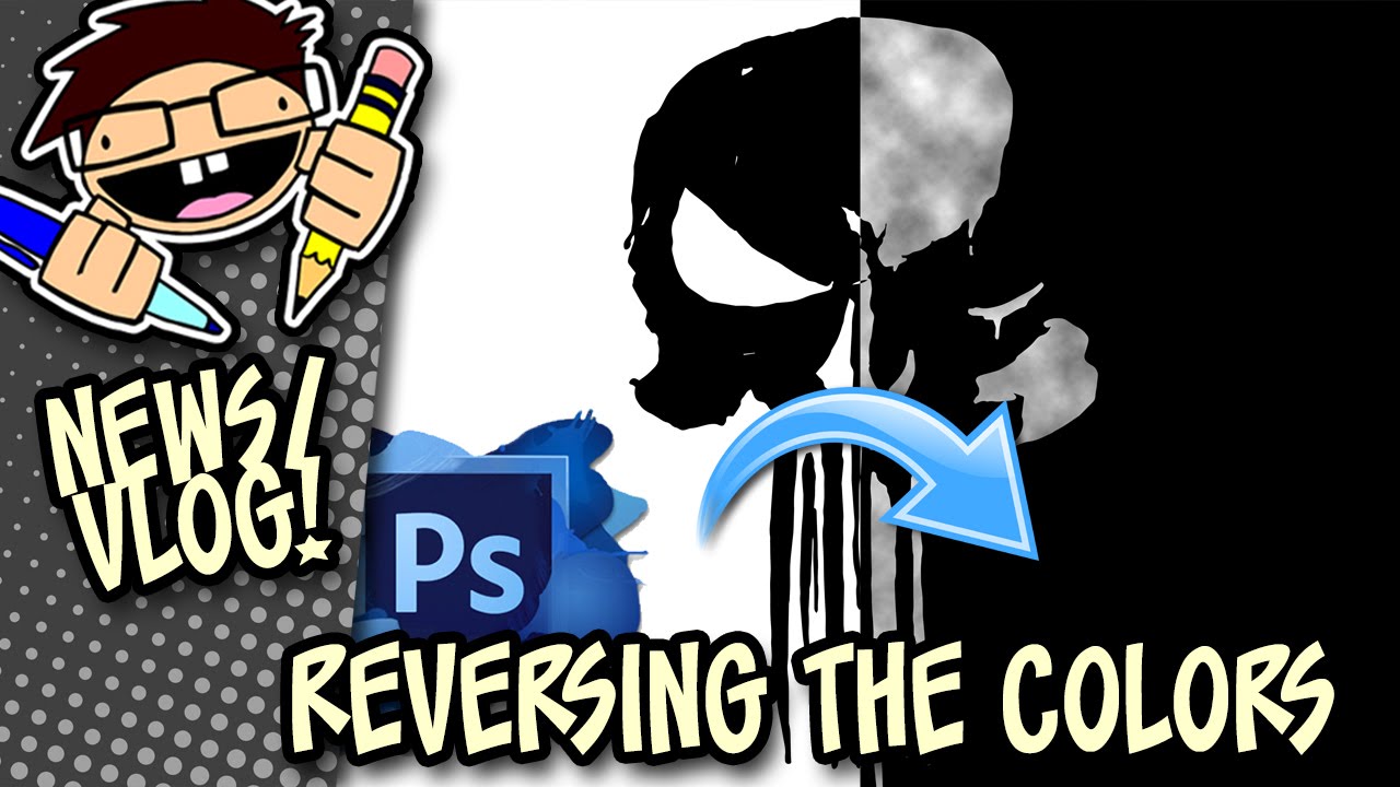Reversing the Colours on THE PUNISHER's Skull Symbol | Tutorial Addendum | Draw it Too Vlog