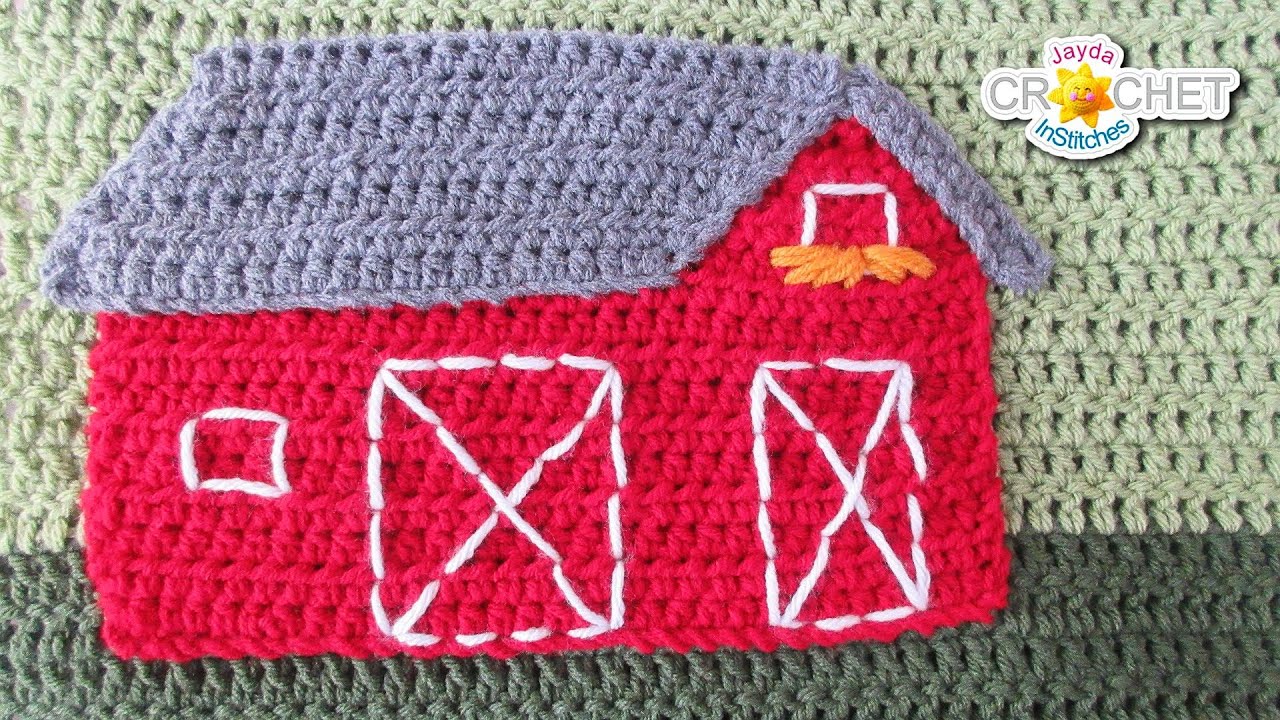 Crochet Barn Applique - Folk Art Calendar Blanket 2019 - May