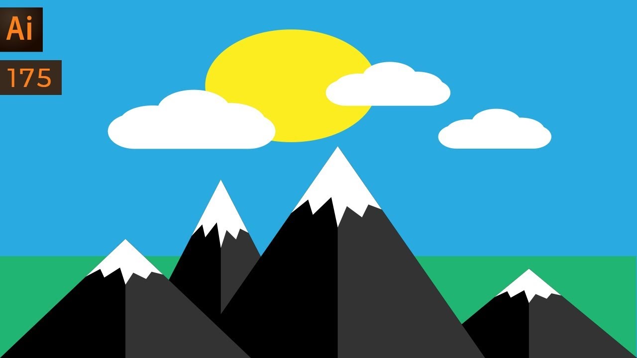 Draw a simple landscape in Illustrator