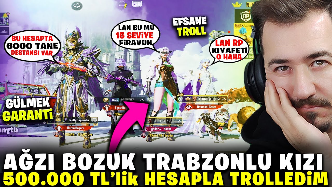 AĞZI BOZUK TRABZONLU KIZI - 500.000 TL'lik HESAPLA TROLLEDİM - PUBG MOBİLE