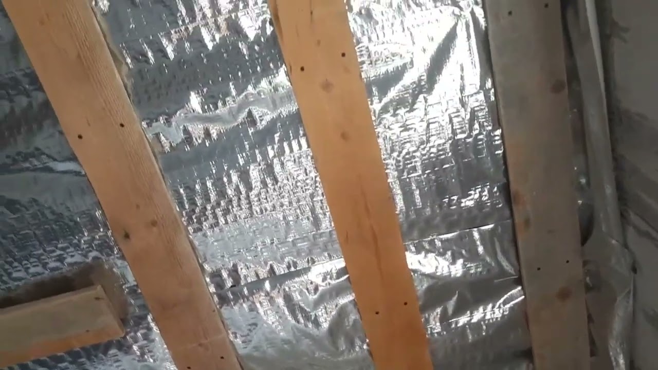 Пароизоляция потолка. Дом из газобетона / Ceiling vapor barrier.  Aerated concrete house.