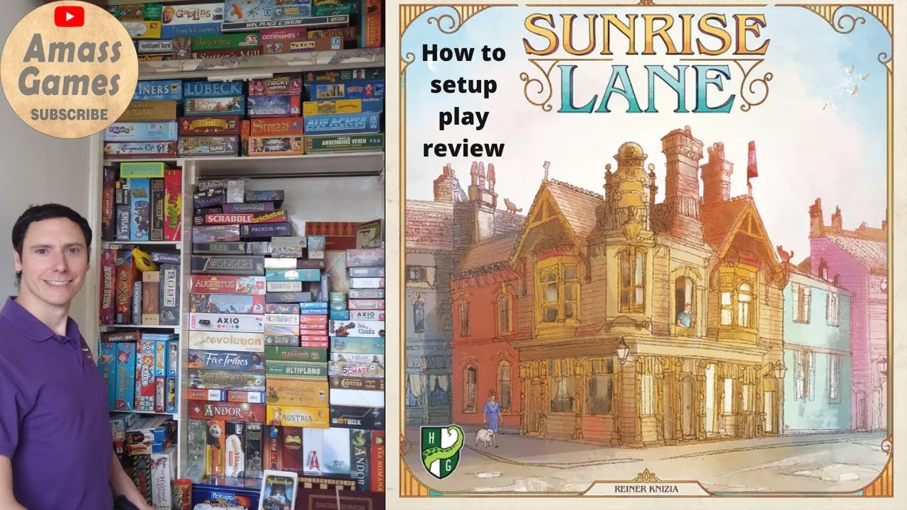 How to play Sunrise Lane review Horrible Guild sleeves AmassGames Reiner Knizia board game cards