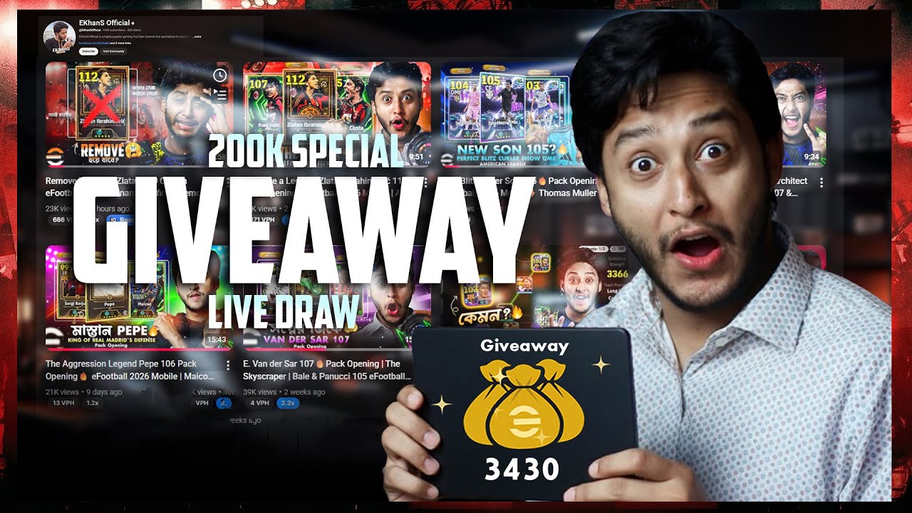 3430 Coin Giveaway Live Draw | 200K Special Giveaway ⏳ | Join Now 🔥 eFootball 2026