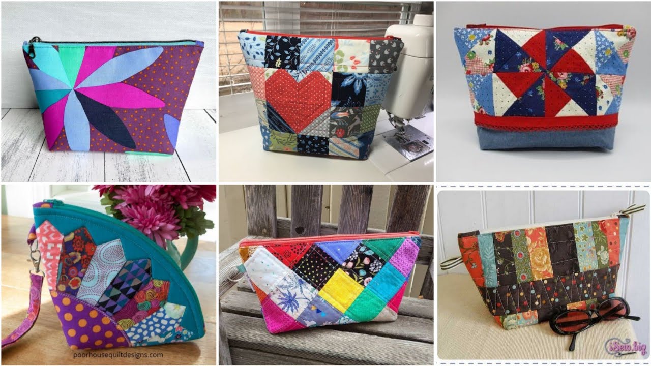 💎Quilted patchwork zipper pouch by pop up fashion 🌺