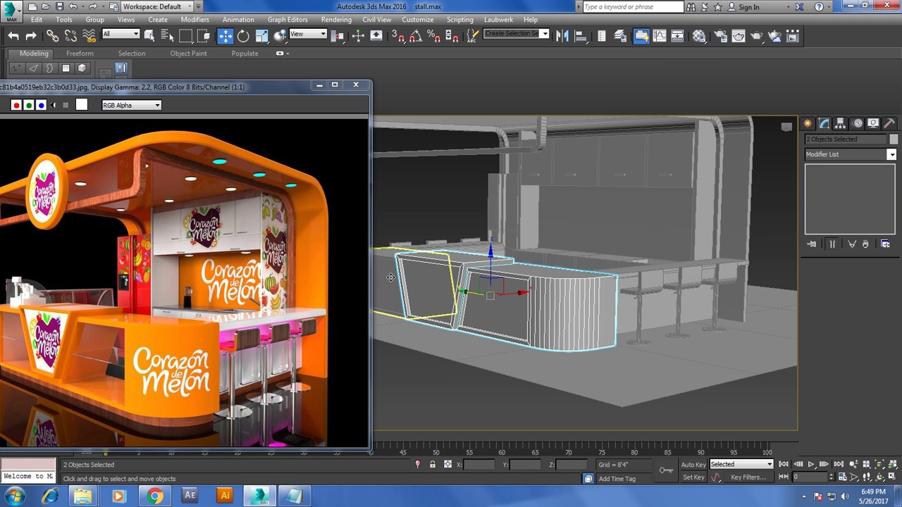 Tutorial on modeling and texturing a food stall in 3dsmax.(Part 2)