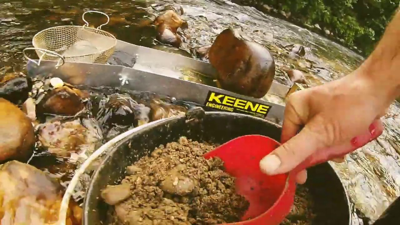 Sluicing flood gold, Keene 51a mini sluice box test! :)