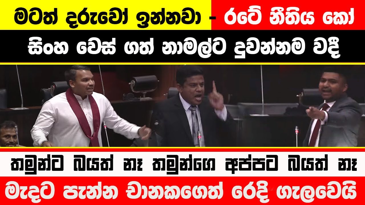 🔴සිංහ වෙස් ගත් නාමල්ට දුවන්නම වදී -  මටත් දරුවෝ ඉන්නවා - රටේ නීතිය කෝ #latestnews #akd #parliament