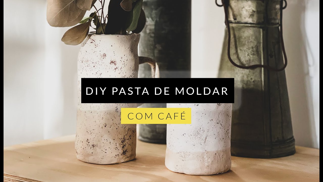 DIY Pasta de moldar com café | False ceramic vase