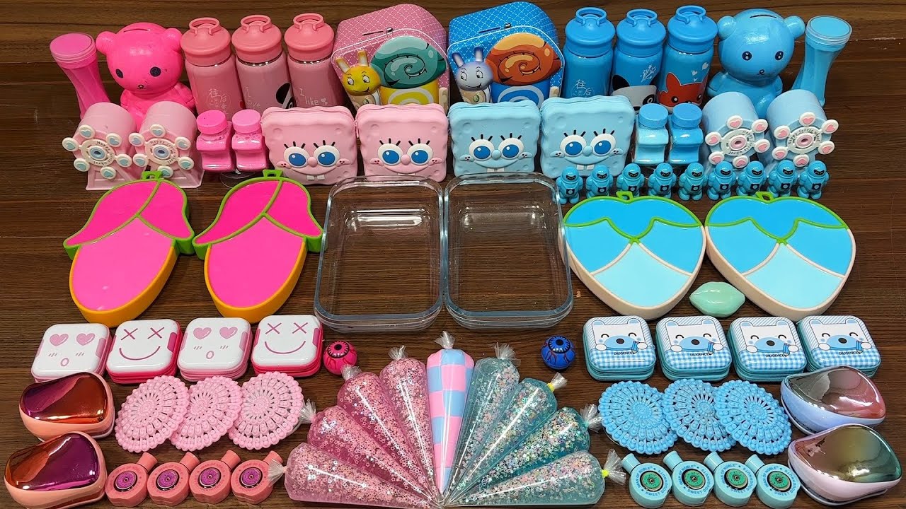 PINK❤️vs BLUE💙I Mixing random into Storebought Slime I Relaxing slime videos#part1