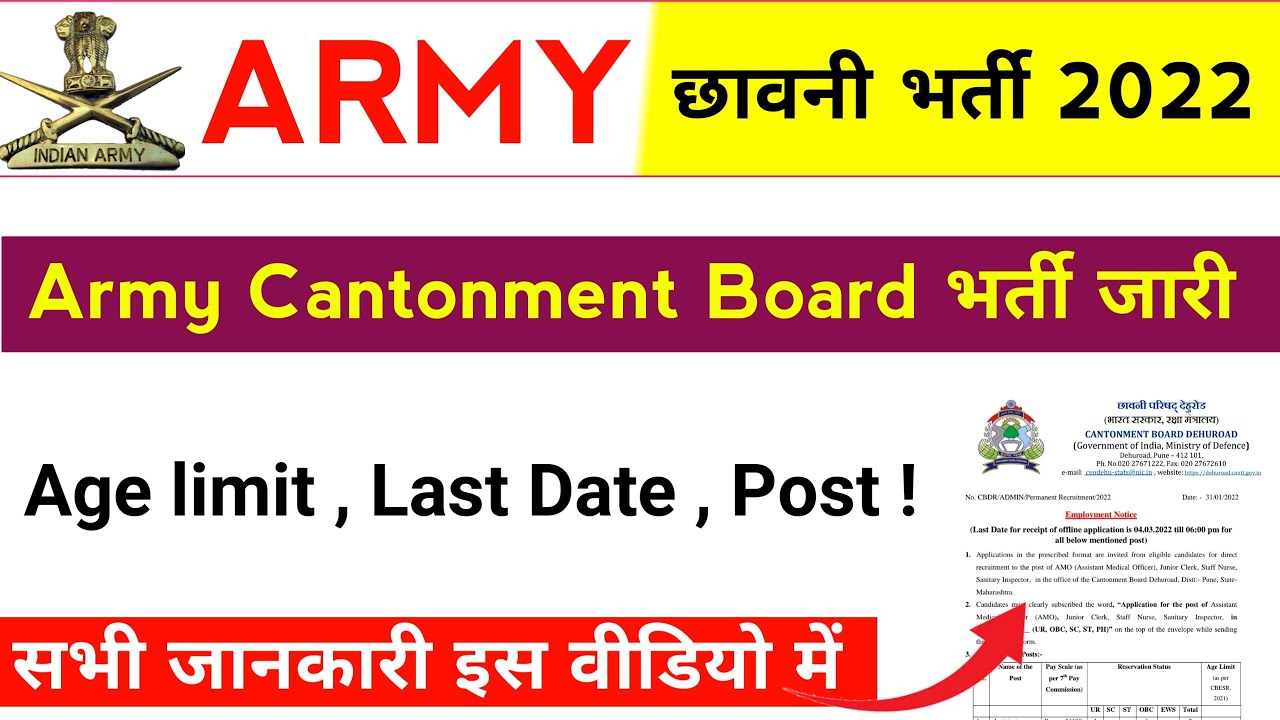 Army Cantonment Board Vacancy 2022 | Cantonment Board Army bharti 2022 |