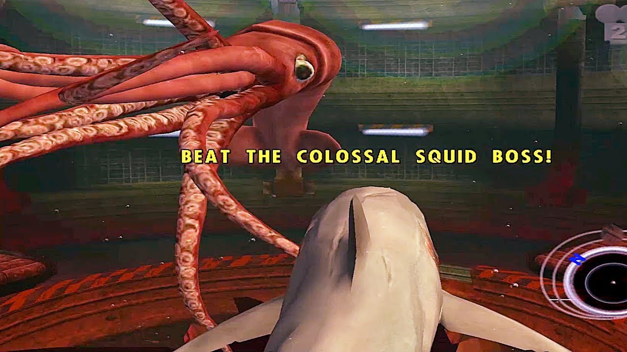 JAWS Vs GIANT SQUID Boss Fight Scene - Jaws Unleashed