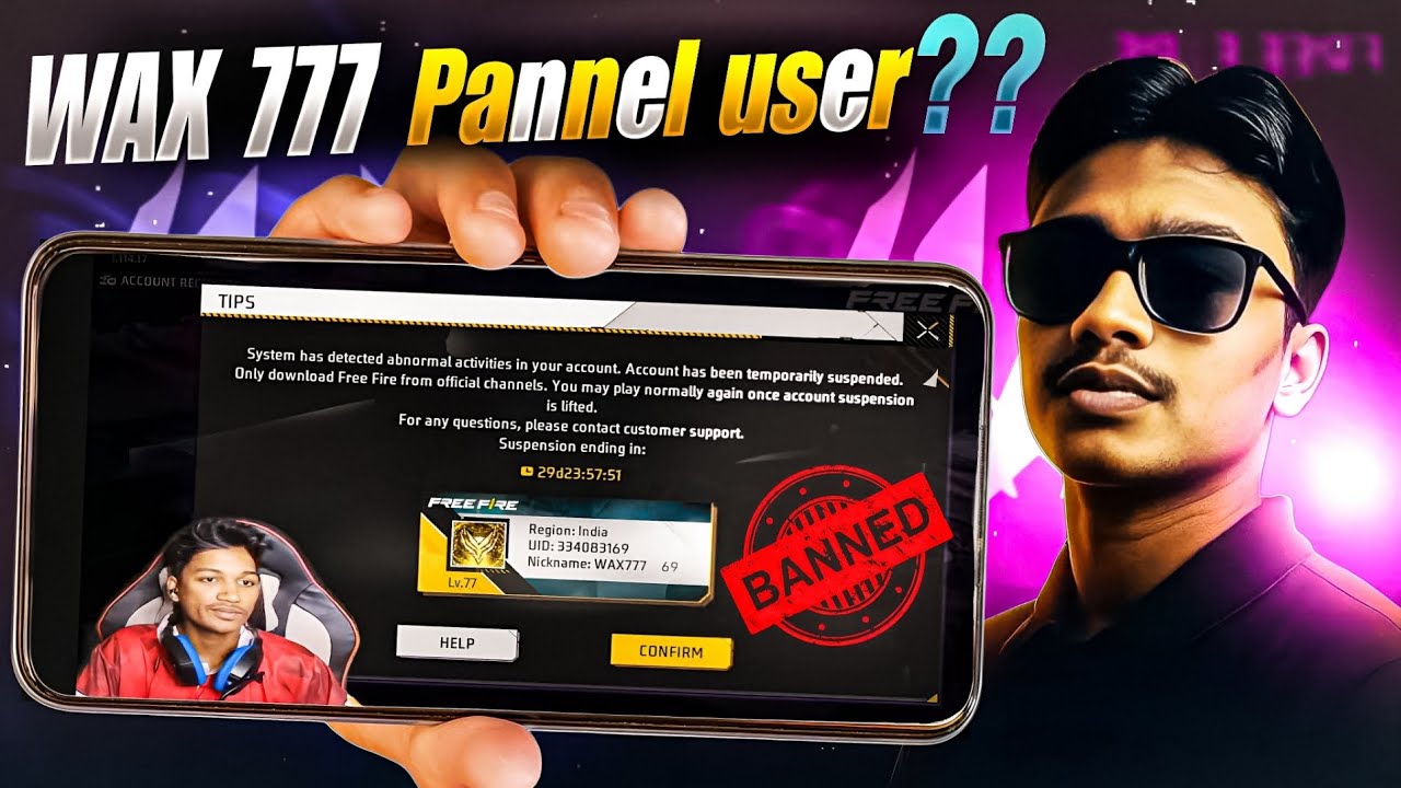 WAX777 FREE FIRE ID BANNED 🚫🤯 എന്താണ്  REASON??