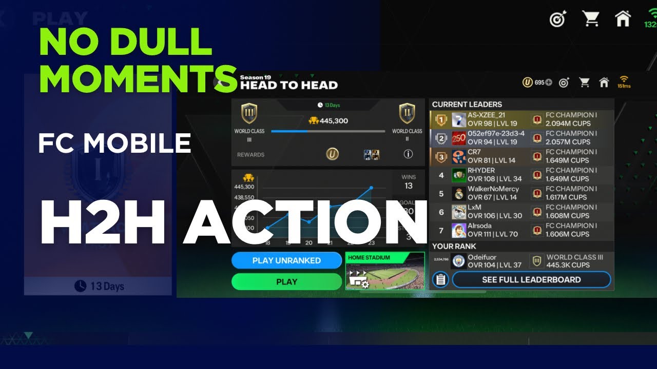 No Dull Moment action packed FC Mobile H2H games
