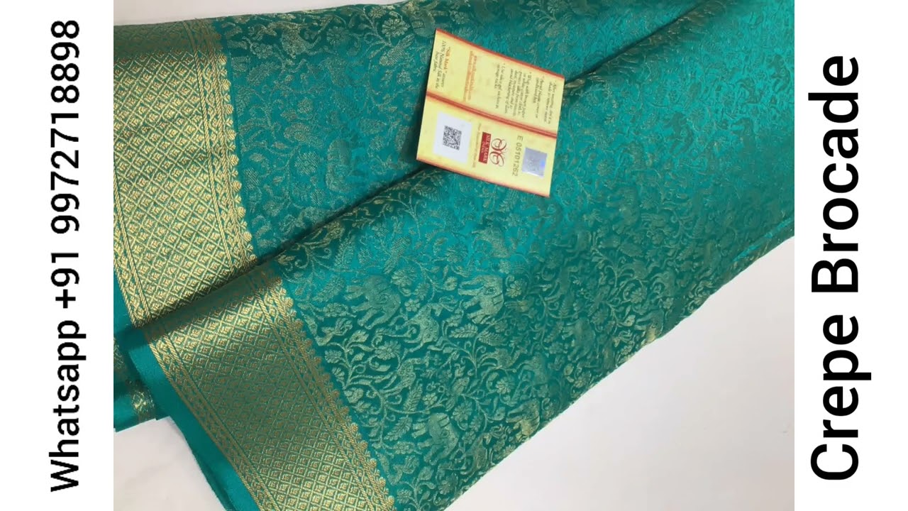 Traditional Pure Crepe Brocade||New Design. Silk mark certified.