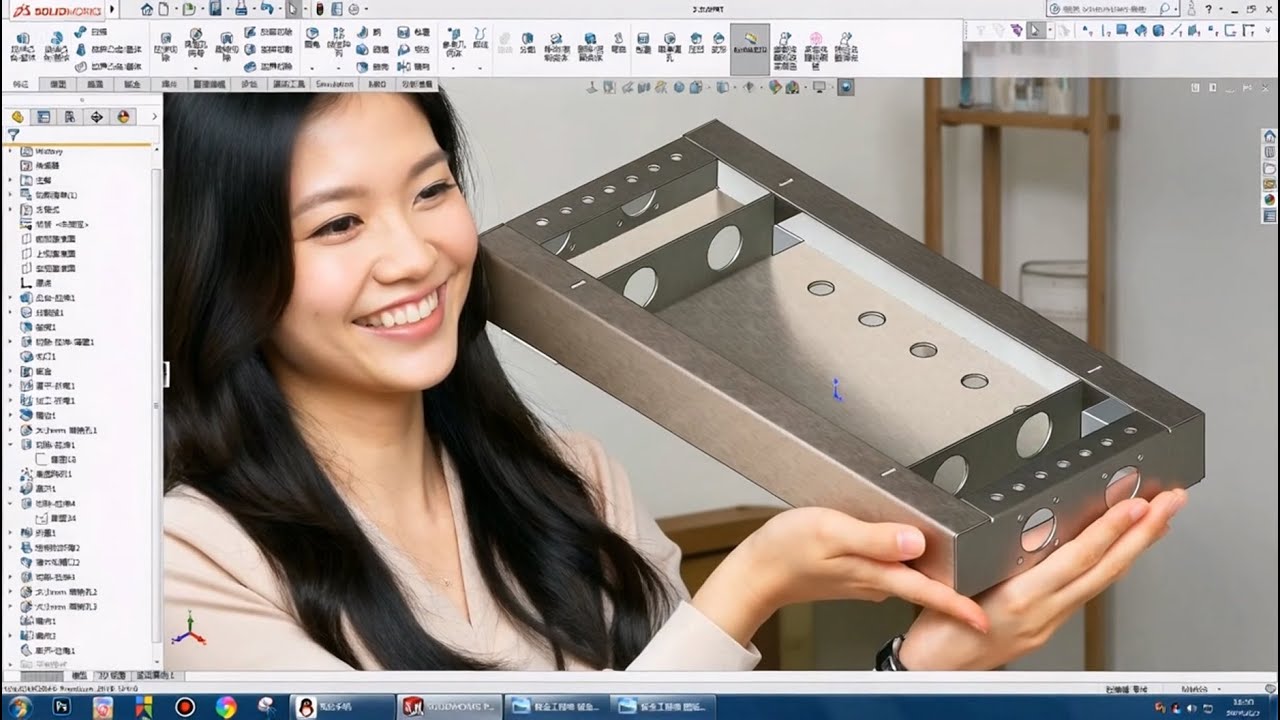 SolidWorks钣金设计：电路接续盒，一张钢板折成的，不用焊接