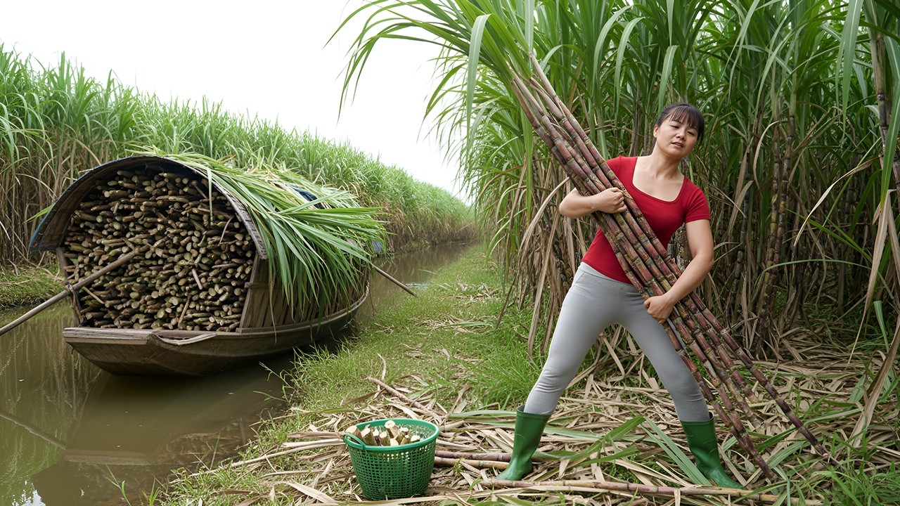 Unbelievable Sugar Cane Harvest — Huge Loads Taken to Market Sell