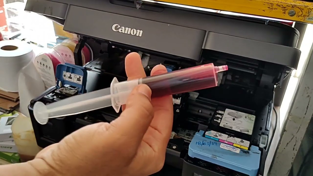 tinta não sai na impressora canon G3100 e G4100 pressurização das mangueiras