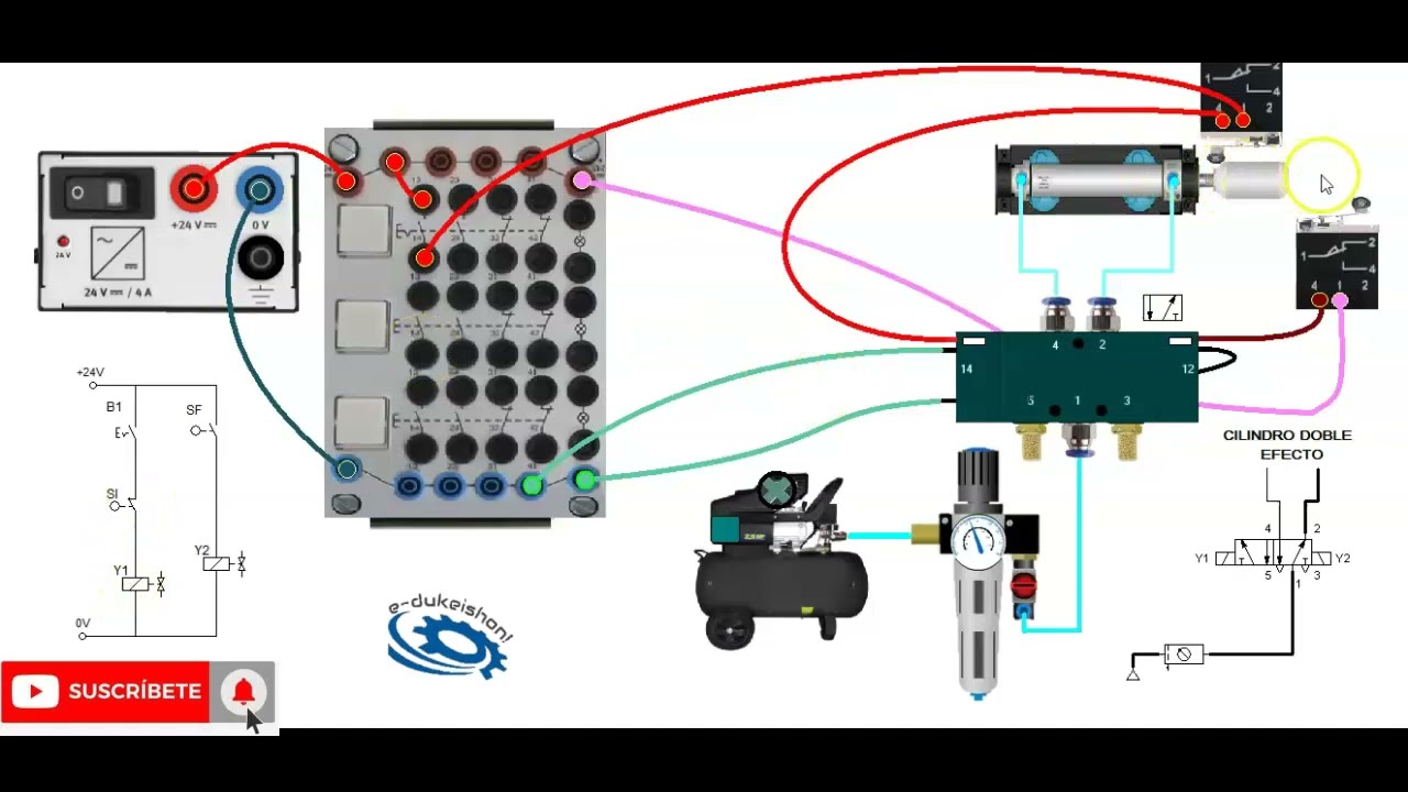 control automatico cilindro doble efecto electrovalvula biestable
