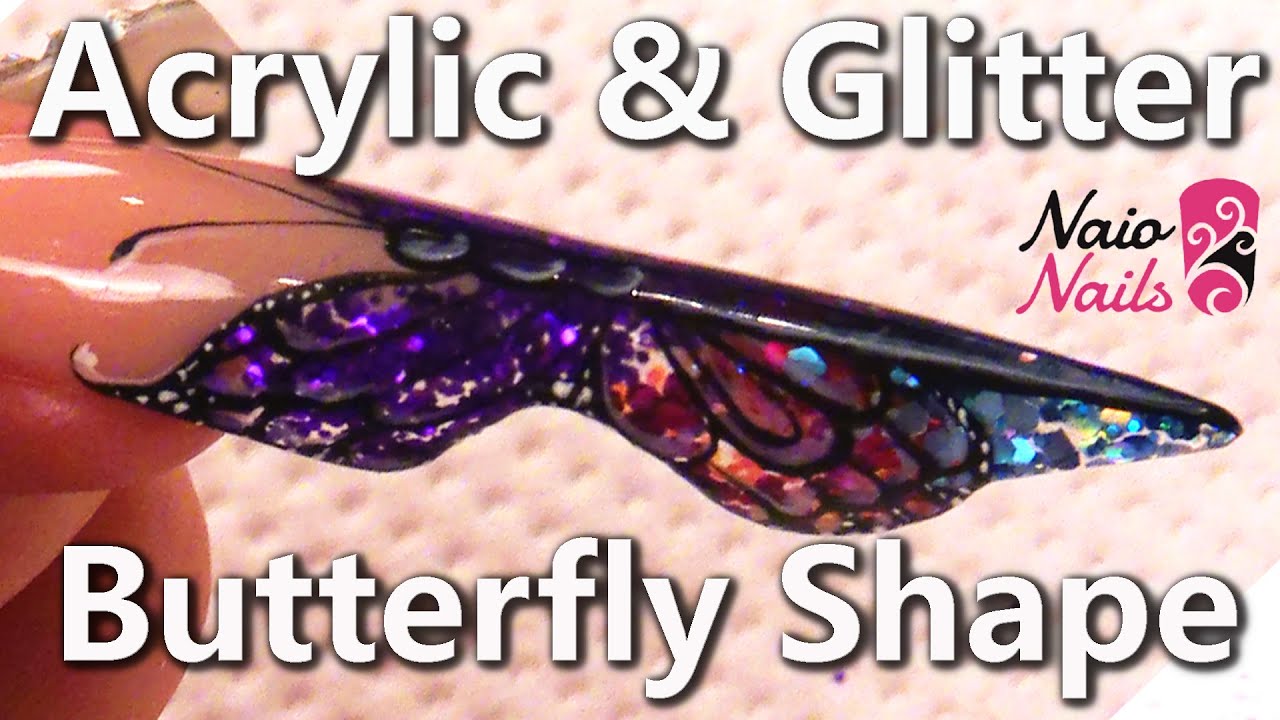 How to Sculpt an Acrylic & Glitter Butterfly Nail Tutorial