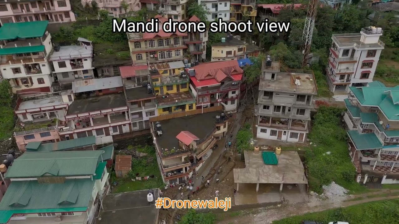 Mandi jail road floods #mandi #nature #viral #drone #viralvideo #mountains #himachal #flood #dji 