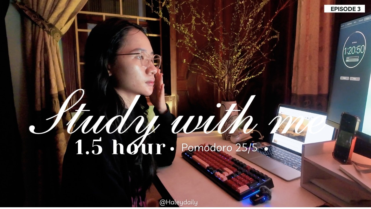 1.5-HOUR STUDY WITH ME 🌱 Calm•Piano•Real Sound | Be Gentle w Yourself, Deep Focus | Pomodoro (25/5)
