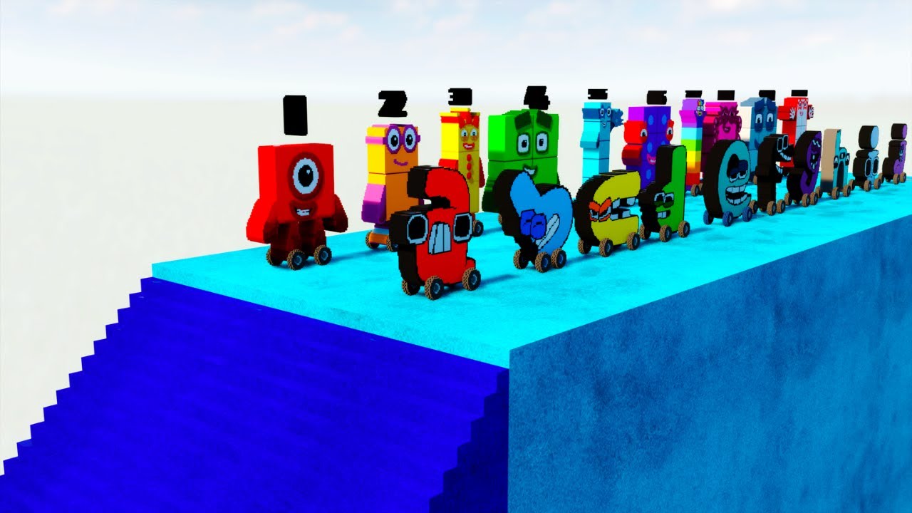 Lowercase ALPHABET Lore & NUMBERBLOCKS Cars vs STAIRS in Teardown