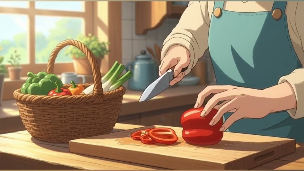 A Peaceful Morning in a Ghibli Village | Cozy Cooking & Garden ASMR | Ghibli style video