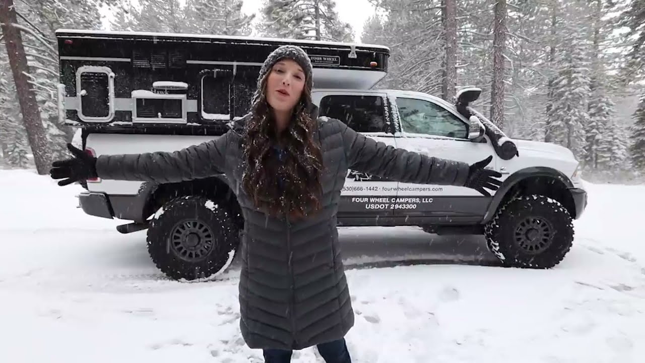 Winter Storm Camping in a Four Wheel Pop up Truck Camper