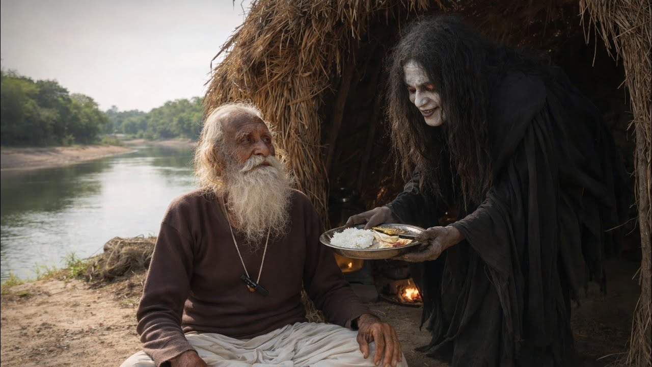चित्रकूट के जंगलों में मंदाकिनी नदी में वृद्धि संत रहते हैं 70 साल की उम्र में तो भूत भजन देता रात 
