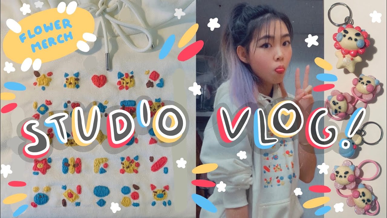 Making Flowercat Merch Process! 🌼 | STUDIO VLOG | Embroidery n Keychains! | Tiffany Weng