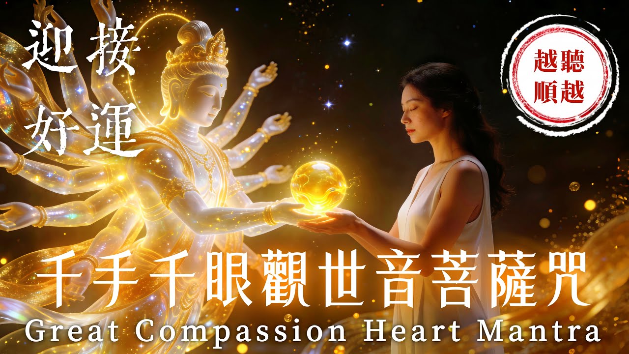 《千手千眼觀世音菩薩心咒》深度療癒 3小時｜心想事成如意滿願，迅速清除煩惱與厄運｜助您願望圓滿、消除業障、終結厄運、迎接轉運人生｜Great Compassion Heart Mantra
