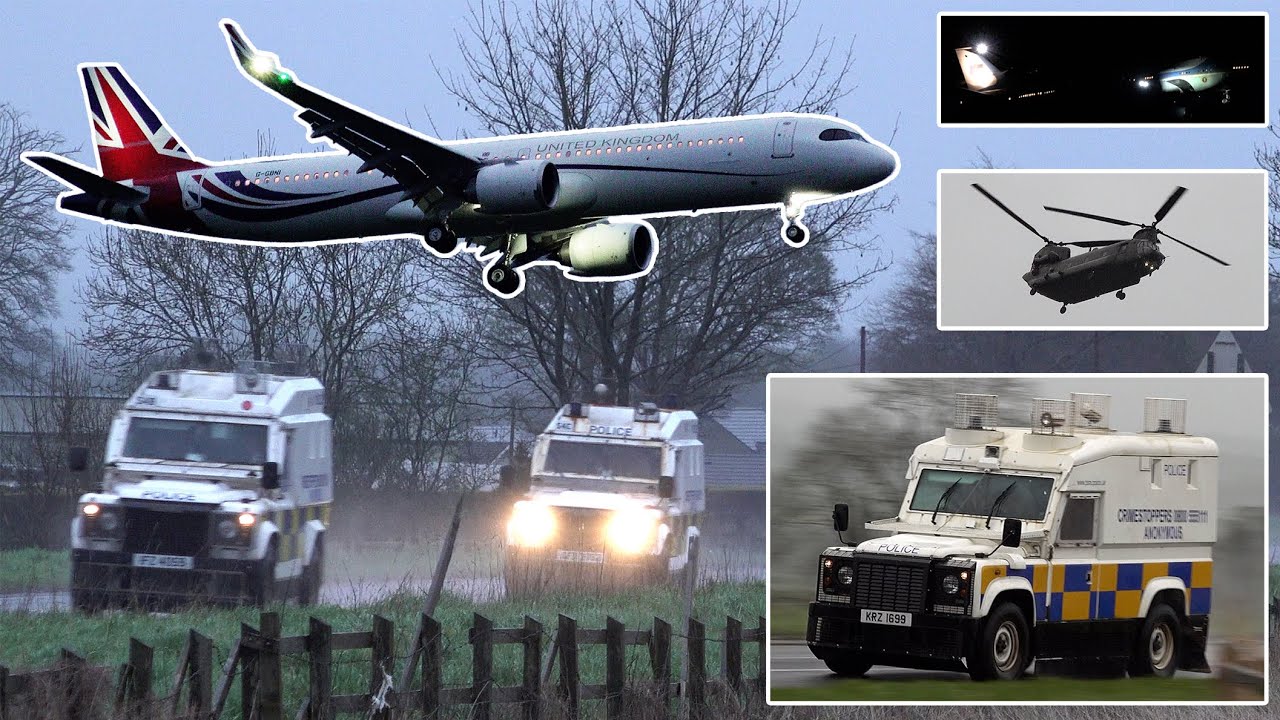 Security lockdown as President Biden arrives in Northern Ireland (ft. UK Government plane) 🇬🇧 🇺🇸