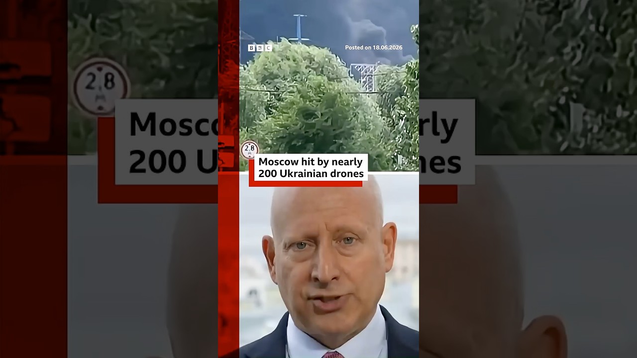Moscow hit by 200 Ukrainian drones in biggest attack since Russia's full-scale war began. #BBCNews