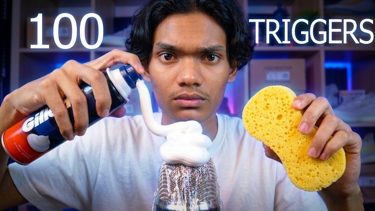 100 ASMR Triggers in 4 Minutes (Challenge)