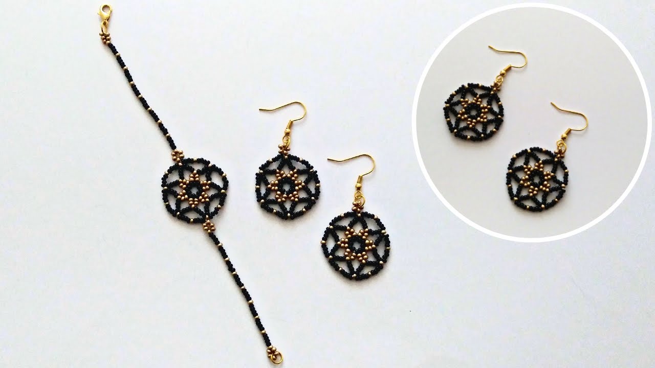 Kum boncuktan kolay ve şık bileklik&küpe takı seti yapımı. Easy bracelet making at home.