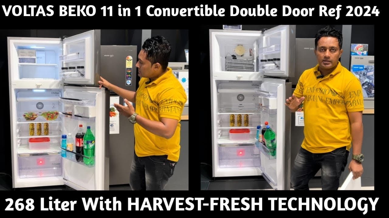 Voltas Beko 268 Litre ( 11 in 1 Convertible ) With Harvest Technology Double Door Refrigerator 2024.