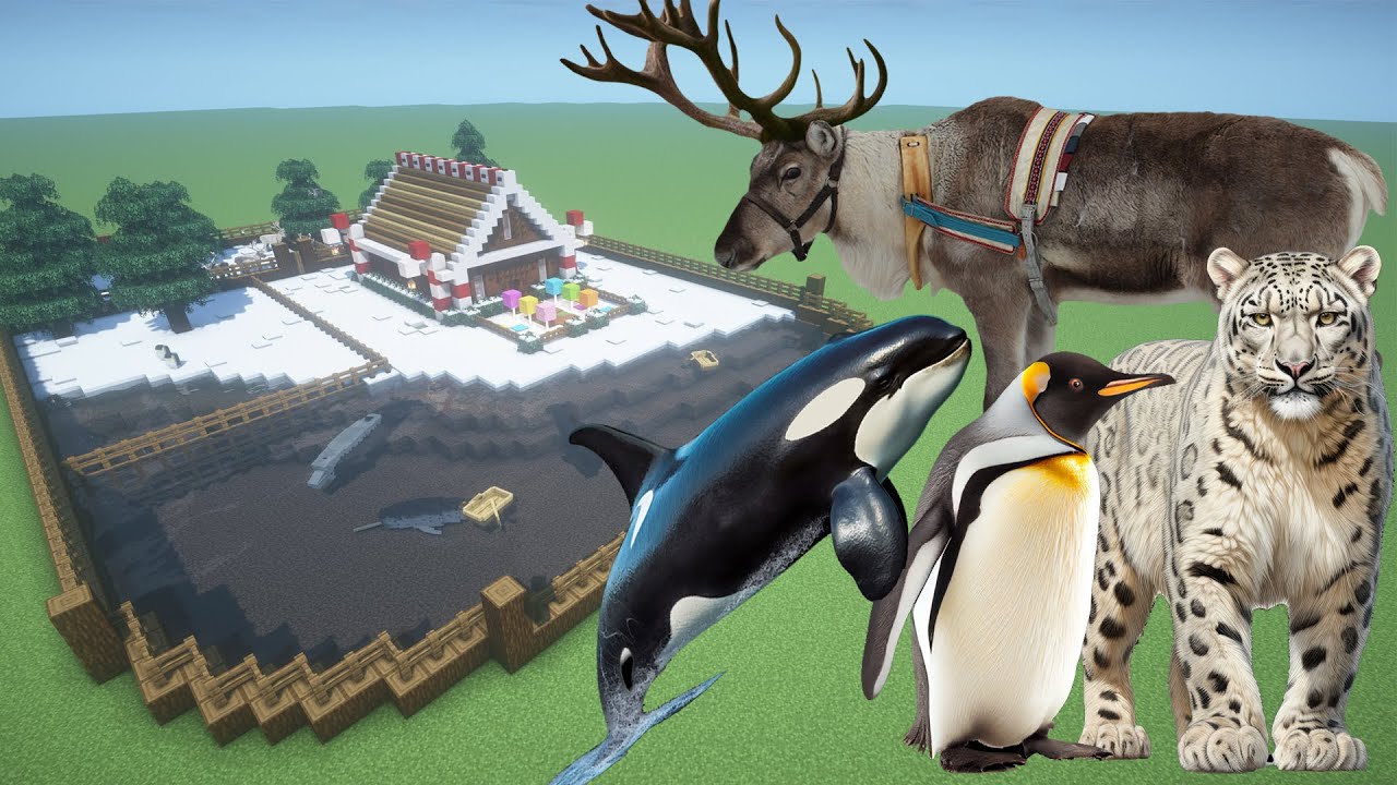 How To Make a Whale, Snow Leopard, Reindeer, and Penguin Farm in Minecraft PE