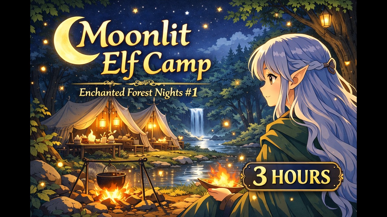 Moonlit Elf Camp 🌙 | Enchanted Forest Nights #1 | 3H Fantasy Sleep & Relaxing Ambient Music