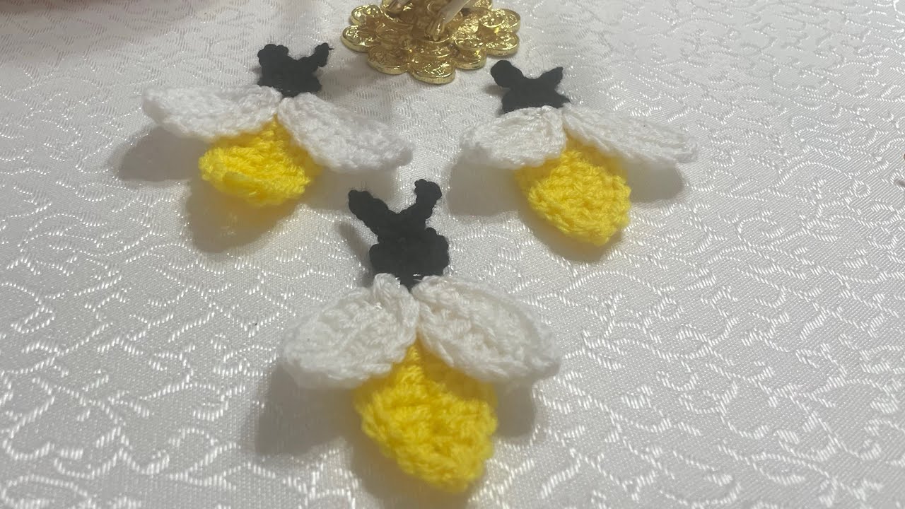 Örgü süslemeleri için Arı aplike modeli arı motifi yapımı #crochet