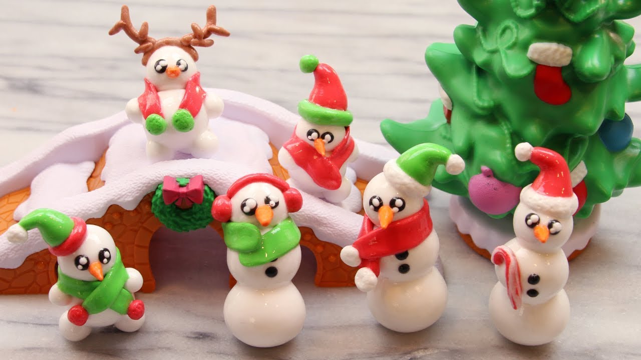 How to Make Cute Mini Christmas Snowman Art! Satisfying Clay Cracking ASMR Video Compilation #20!
