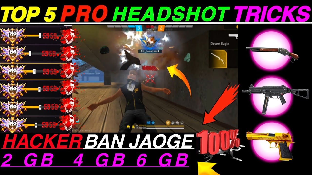 Free fire auto headshot tips and tricks sensitivity setting 2gb /4gb/6gb/8gb/ram headshot setting 