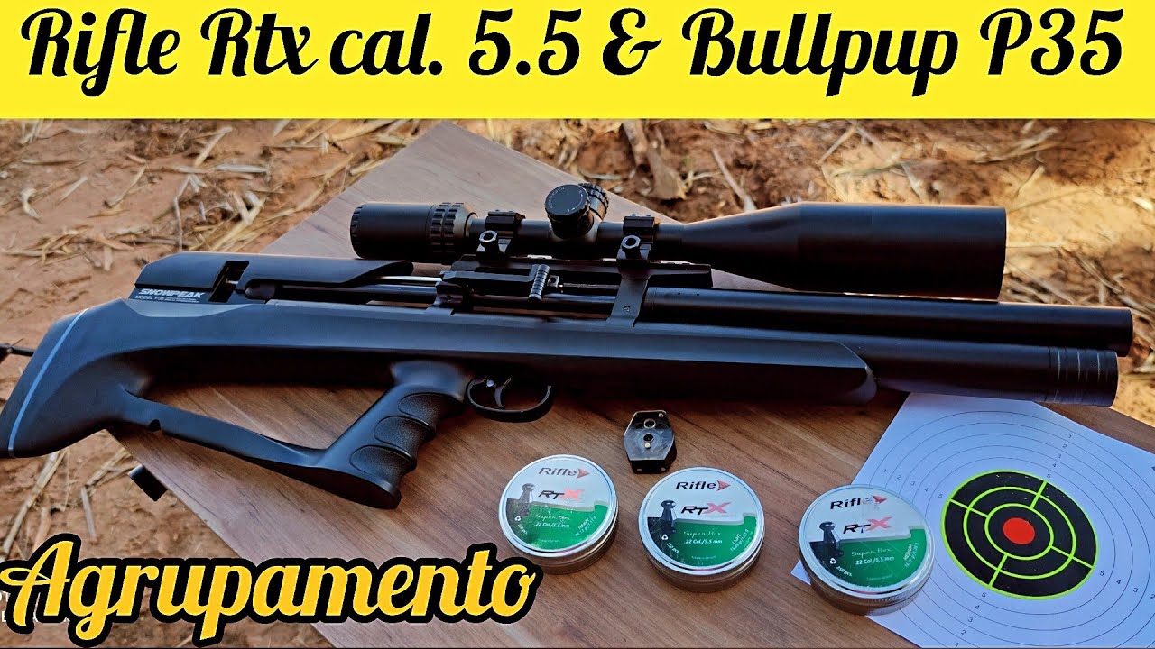 AGRUPAMENTO CARABINA PCP BULLPUP P35 CAL. 5.5 & CHUMBO RIFLE RTX LIGTH, RIFLE MEDIUM E RIFLE MEDIUM