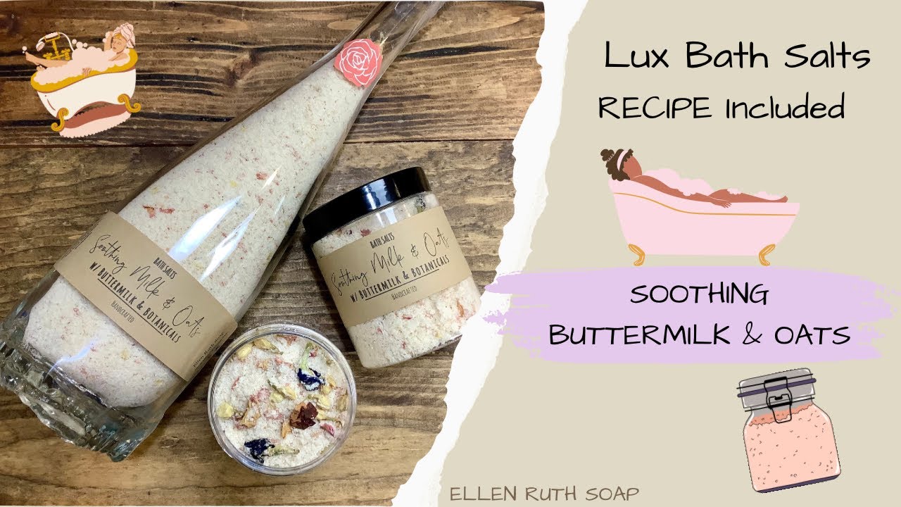Making Luxurious BUTTERMILK & OATS Bath Salts w/ Full Recipe + Labels & Wrapping | Ellen Ruth Soap